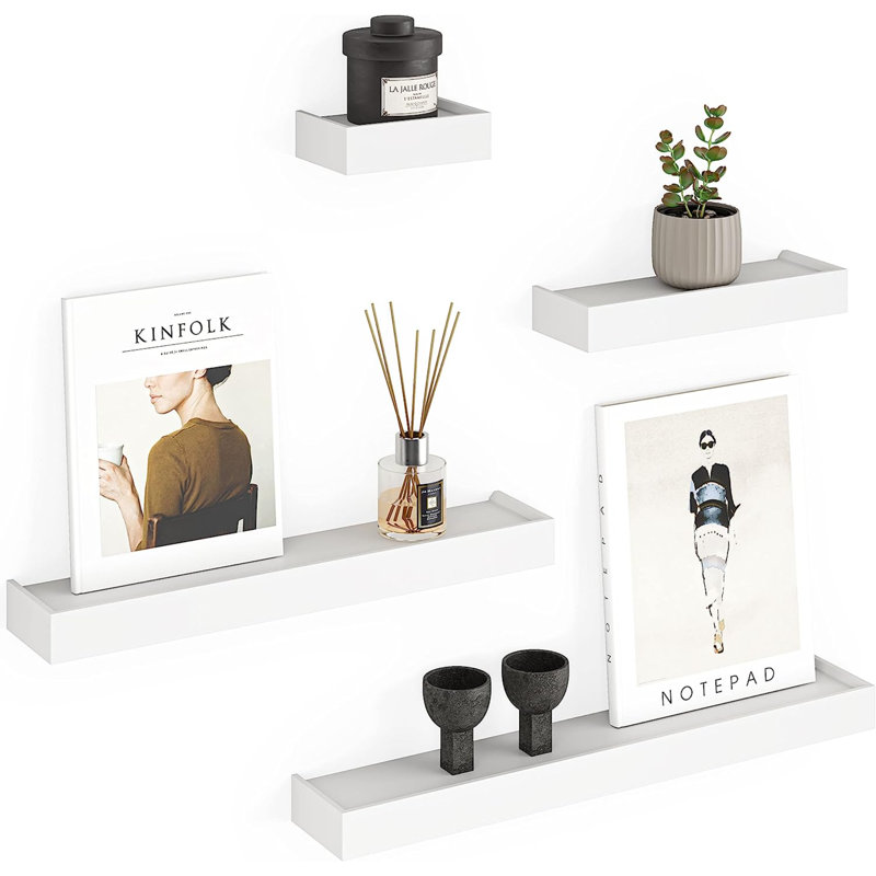 Array 4 Piece Floating Wall Shelves Set, White