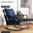 Outdoor Rocker Chair In Navy - Aluminum. With Motifs, Padded Seat, Robust Metal Base. Suits Patio. 35.5"H X 36.5"W 26.74"D Patio Rocking With Cushions Blue. Aluminum Porch Stylish , Crisscrossing