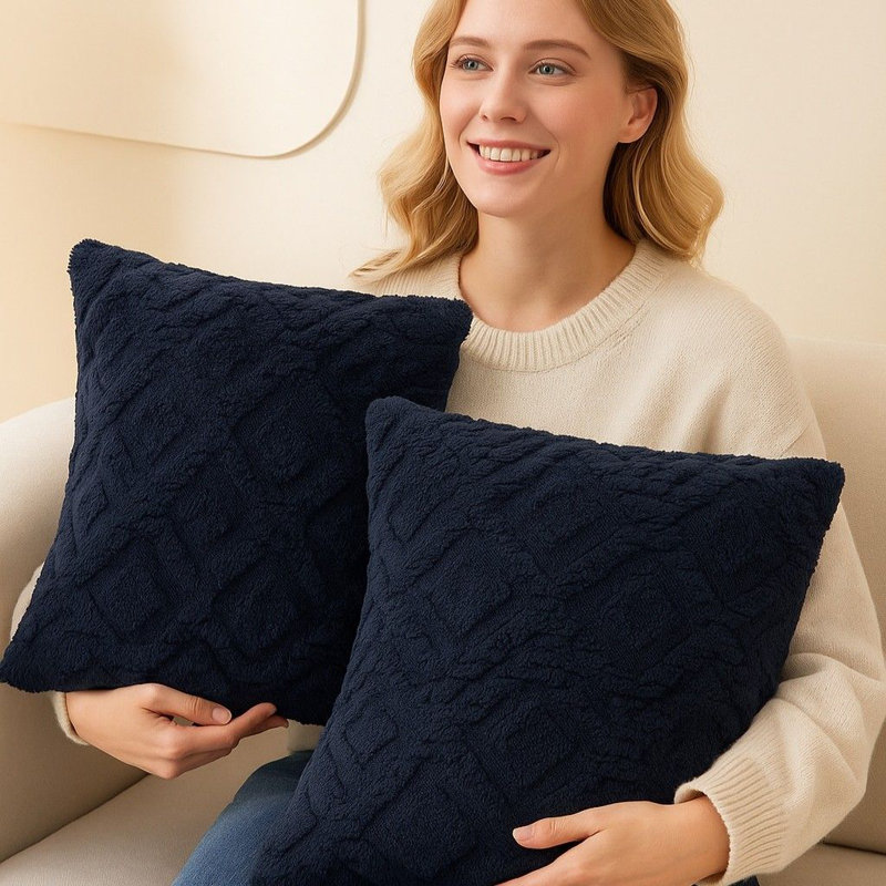 Coussin décoratif géométrique 18 po x 18 po avec housse et insert , Marine