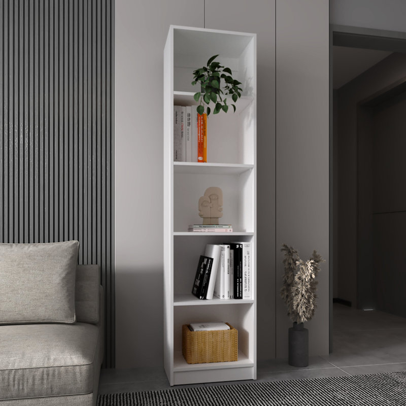Bibliothèque blanche à 5 tablettes - Solution de rangement élégante et élégante, H 74 po x l 11,58 po, Blanc