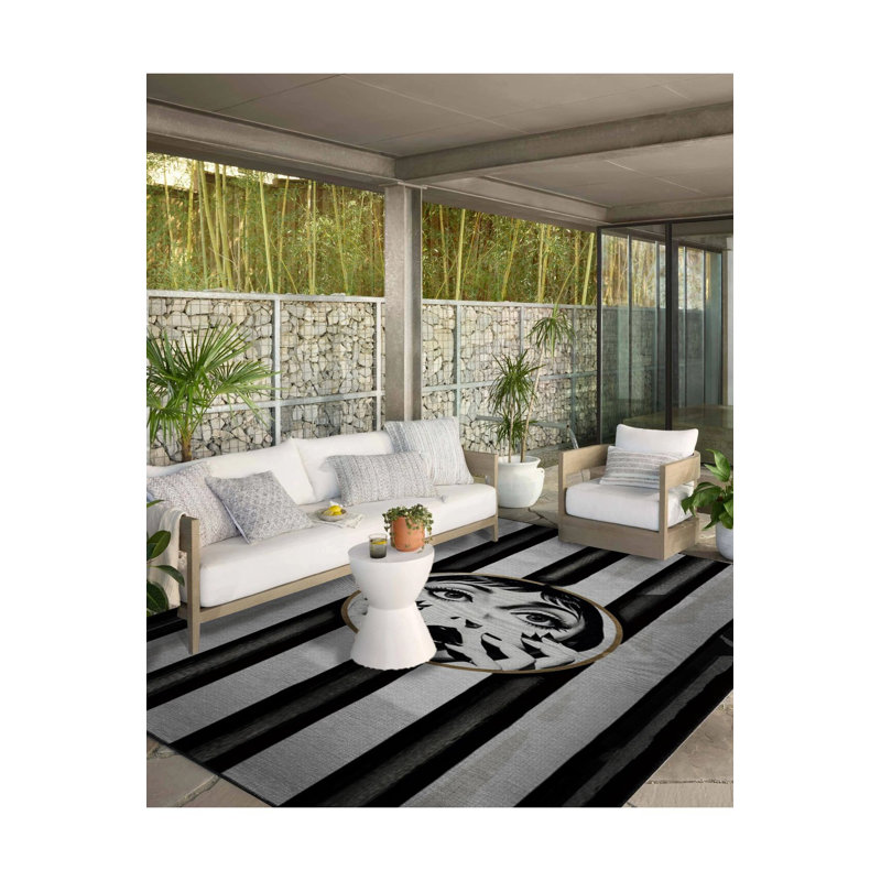 Tapis lavable à motif de clous noir, Sous-tapis carré 3 pi 3 po inclus