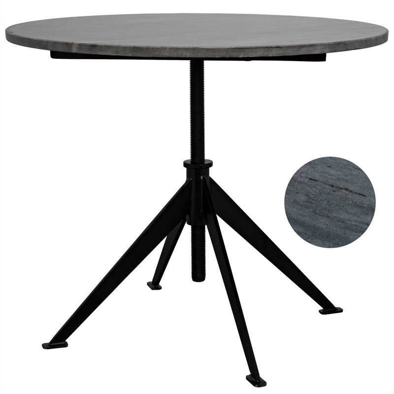 Gray Round Marble Top Adjustable Bistro Table