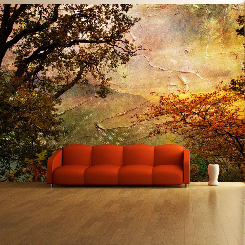 Murale peinte d'automne, L 90 po x l 118 po