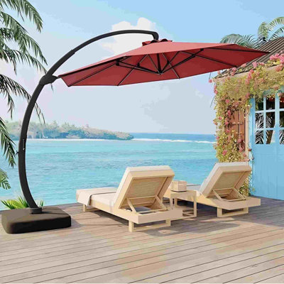 Parasol de patio en porte-à-faux 11 pi avec base incluse, parasol d'extérieur robuste Cantilevers