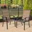 Outdoor Patio PVC-Coated Dining Armchair, Powder-Coated Iron Frame for Patio, Black and Brown