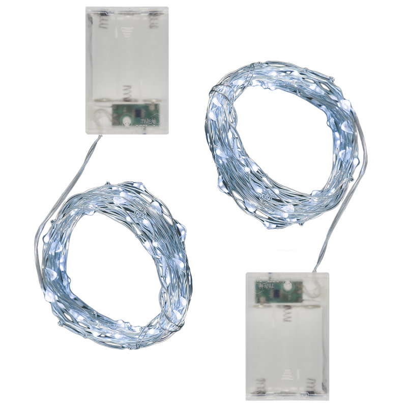 Guirlande lumineuse à piles DEL avec minuterie, Blanc froid