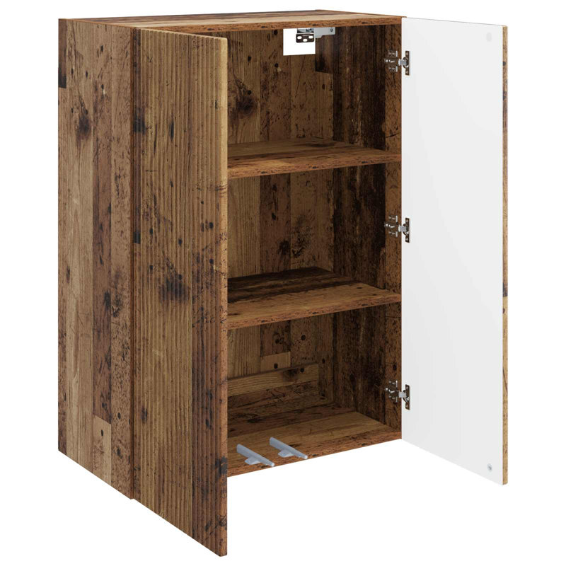  Wall-Mounted Cabinet Engineered Wood Storage Home Office Shelf Modern, Old Wood