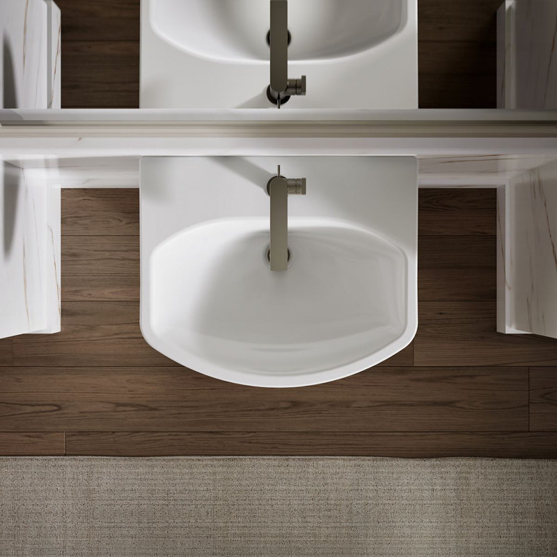 Cimarron® 26.81" Vitreous China U-Shape Pedestal Bathroom Sink with Overflow, White, Single