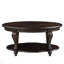 Table basse ovale en bois de 42 po pour le salon, table basse en bois massif à 2 niveaux avec tablette de rangement ouverte-530345287