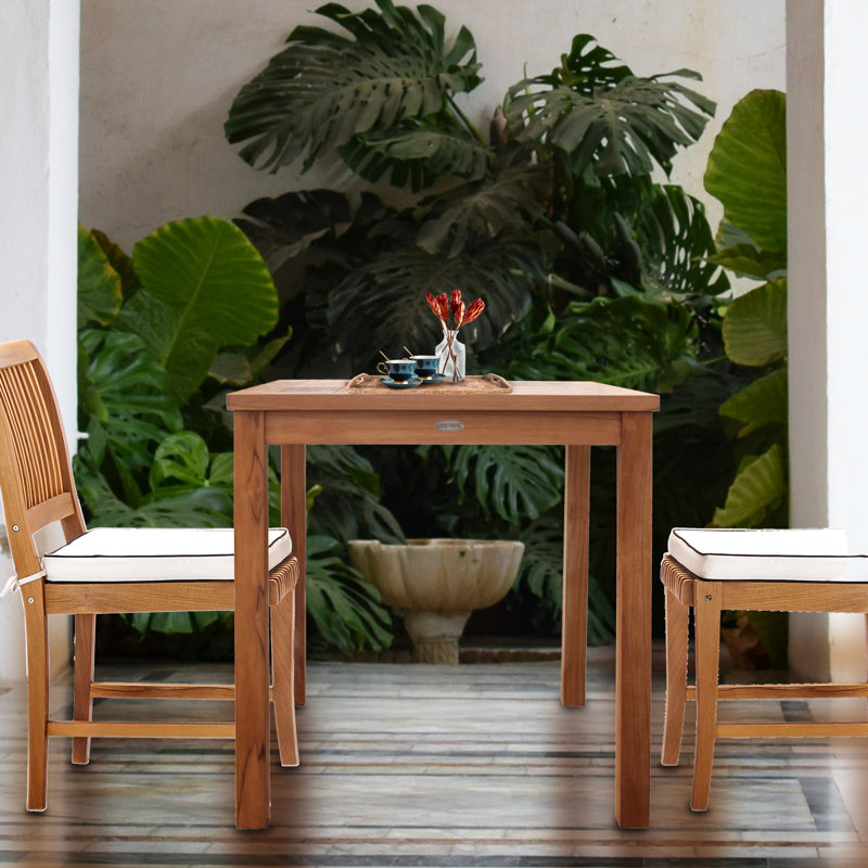 Fredson Square Teak Outdoor Bistro Table , 35'' in. W 35'' in. D, 30" H x 27" W x 27" D