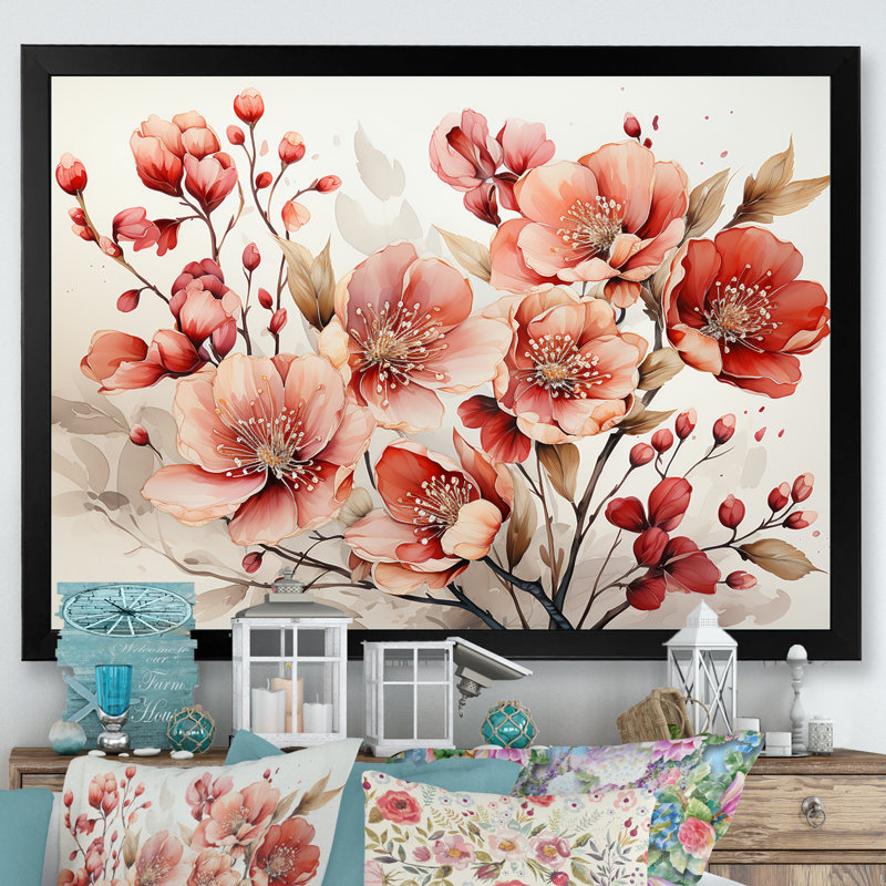 Charme des coquelicots dans un délice hivernal, Cadre simple noir, H 30 po x l 40 po x P 1,5 po