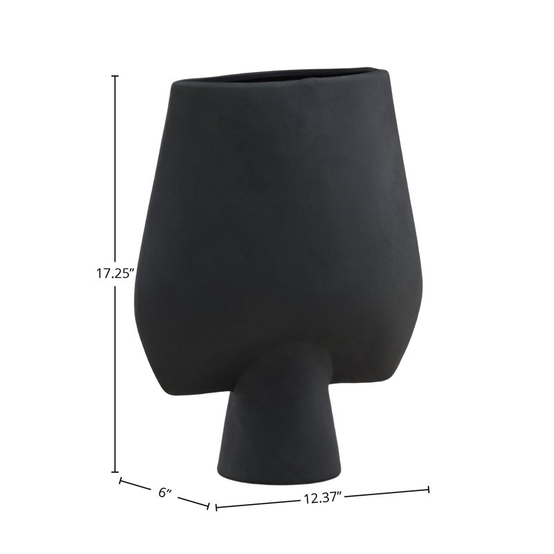 Fianna 17" Tall Terracotta Vase, Black