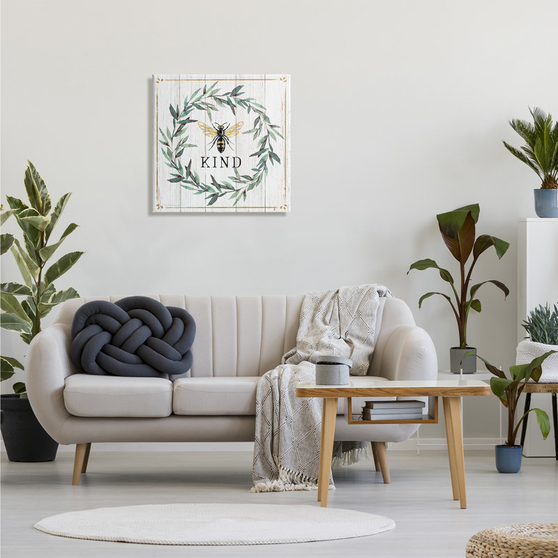 «Bee Kind Expression Country Farm Insect», H 24 po x l 24 po, Toile tendue
