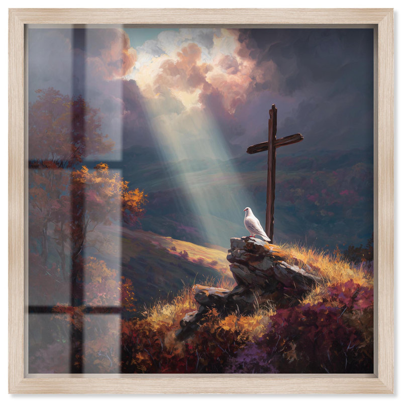 «Shine Down Radiance Christian Decor Shadowbox» par Art Remedy, H 25 po x l 25 po, Crème, crème