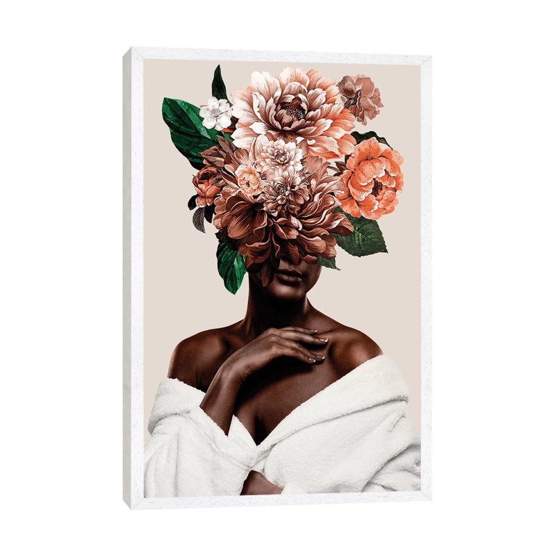 Woman With Flower II by Danilo De Alexandria - Print on Canvas, White Framed, 152.5 cm H x 101.5 cm W
