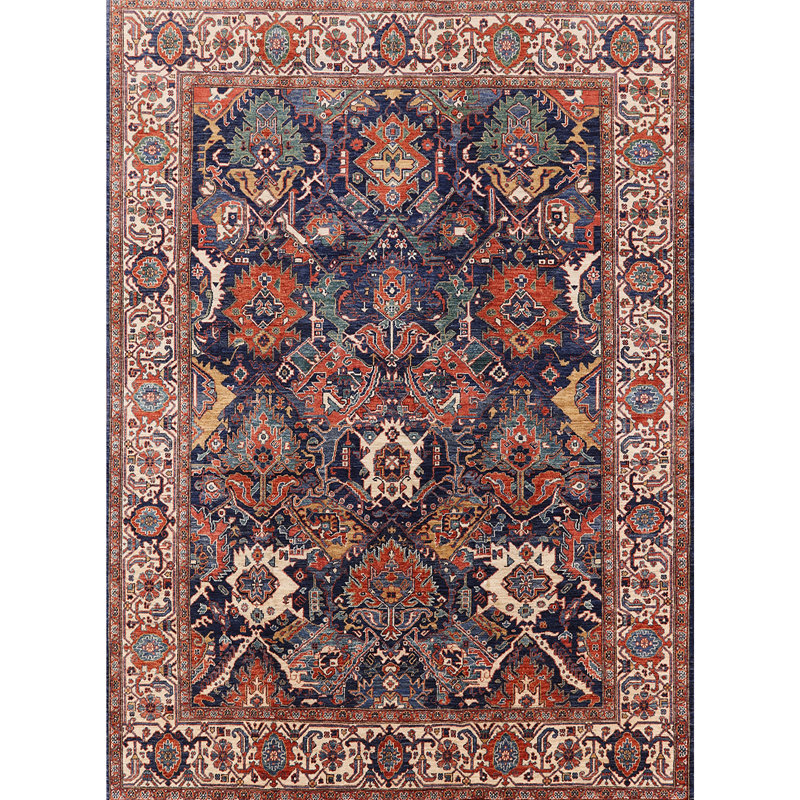 Tapis oriental brun / beige / bleu, Rectangle 5 pi x 8 pi