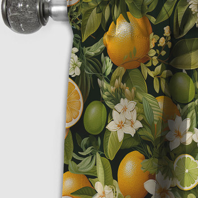 Motif tropical citronné zeste II - Rideau floral - Rideau floral occultant en velours - 1 panneau