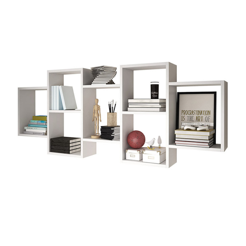 Wallaston 7 Piece Cube Shelf with Hooks, White