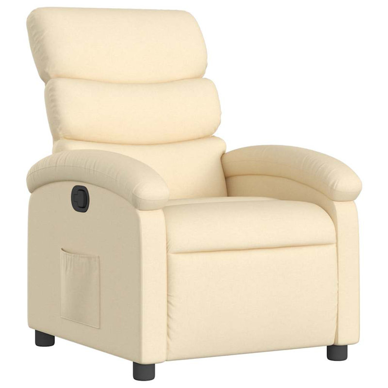 Fauteuil inclinable Moneeba, dossier / repose-pieds réglable, tissu, Tissu crème