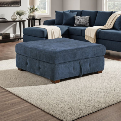 Repose-pieds avec rangement Rez, 40 pouces, coussin en chenille touffetée