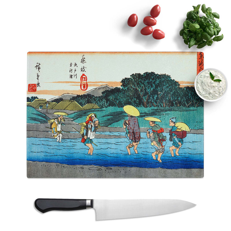 Tempered Glass Fujieda by Utagawa Hiroshige Chopping Board, 28.5 cm x 20 cm