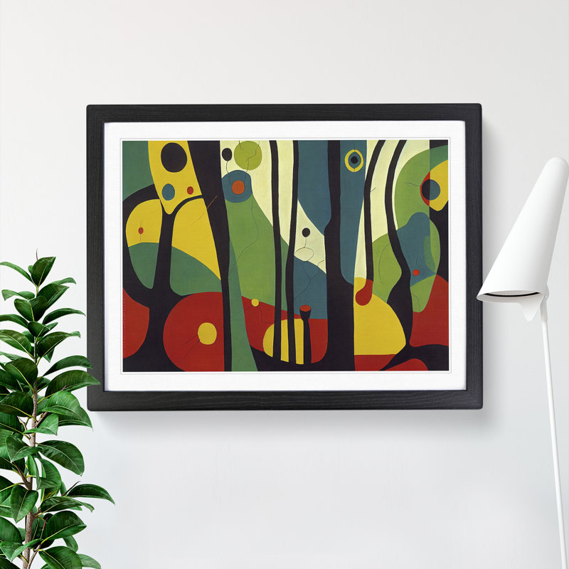 Fantastic Abstract Forest - Single Picture Frame Print, Black, 46cm H x 64cm W x 2cm D