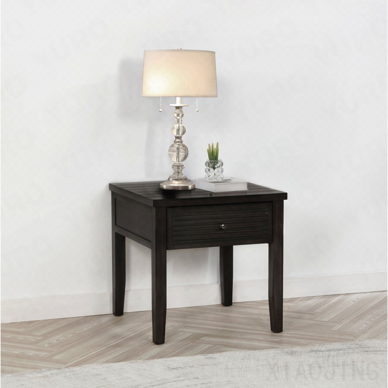 Distressed Java 1-Drawer Square End Table