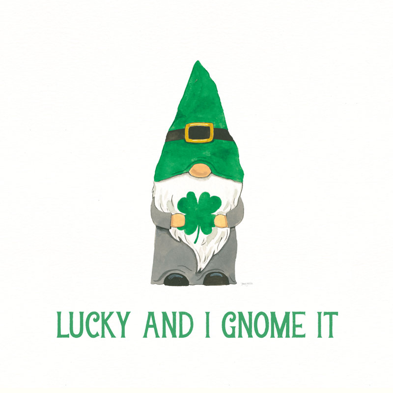 St Patricks Day Gnomes II Lucky by Jenaya Jackson - Wrapped Canvas Art Prints, 76cm H x 76cm W