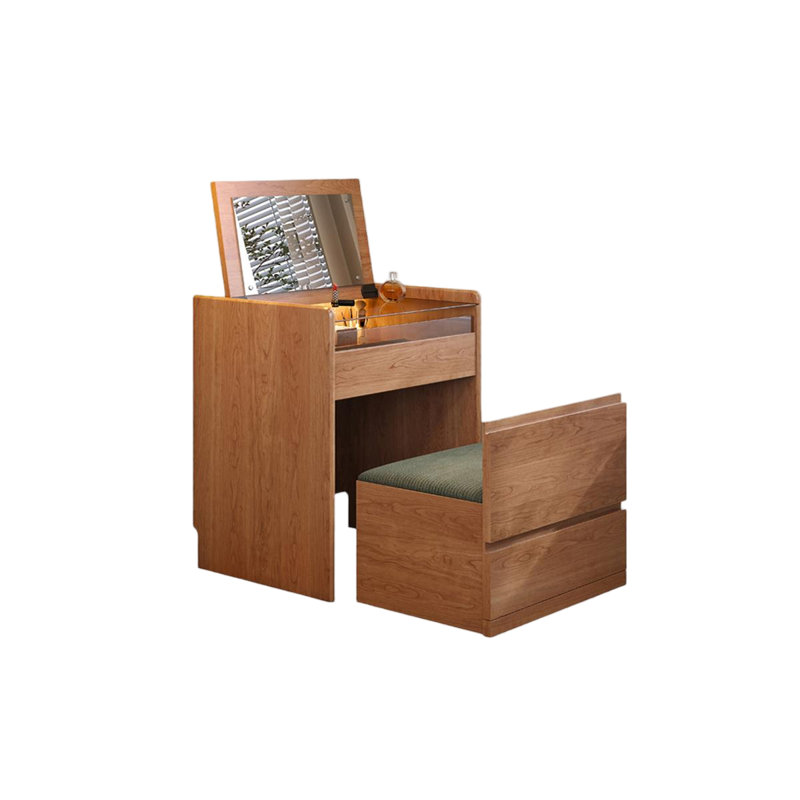 Meuble-lavabo intégré en bois de cerisier 23,62 po avec tabouret intégré