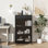 Grande armoire de rangement en métal avec portes en verre et plateau rabattable, vitrine à 4 niveaux avec tablettes ouvertes, buffet autoportant en acier pour la cuisine, le salon, le bureau personnel, la salle à manger et la salle de bain