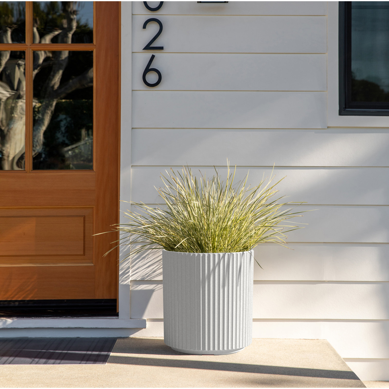 Demi Series Pot Planter, 1, White, 16" H x 14.75" W x 14.75" D