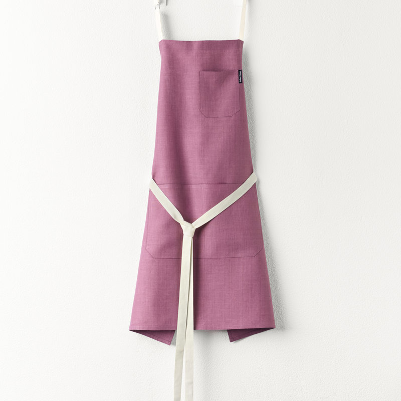 100% Pure Linen Apron - Classic Linen Apron, 33 x 30 in, Dusty Wine / Ivory