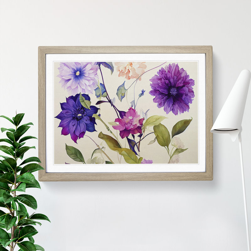 Amazing Watercolour Flowers - Framed Print, 25cm H x 34cm W x 2cm D, Oak