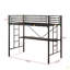 Lit mezzanine simple en métal avec bureau, prise de courant et éclairage à DEL, garde de sécurité et échelle, aucun sommier nécessaire