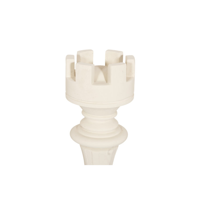 Small Cast Stone Rook Chess Sculpture, Off White