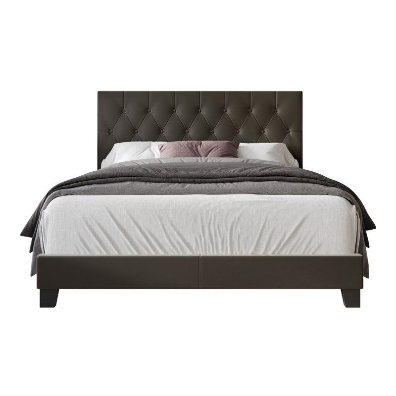 Omaha Tufted Upholstered Panel Bed, Full, Dark Brown