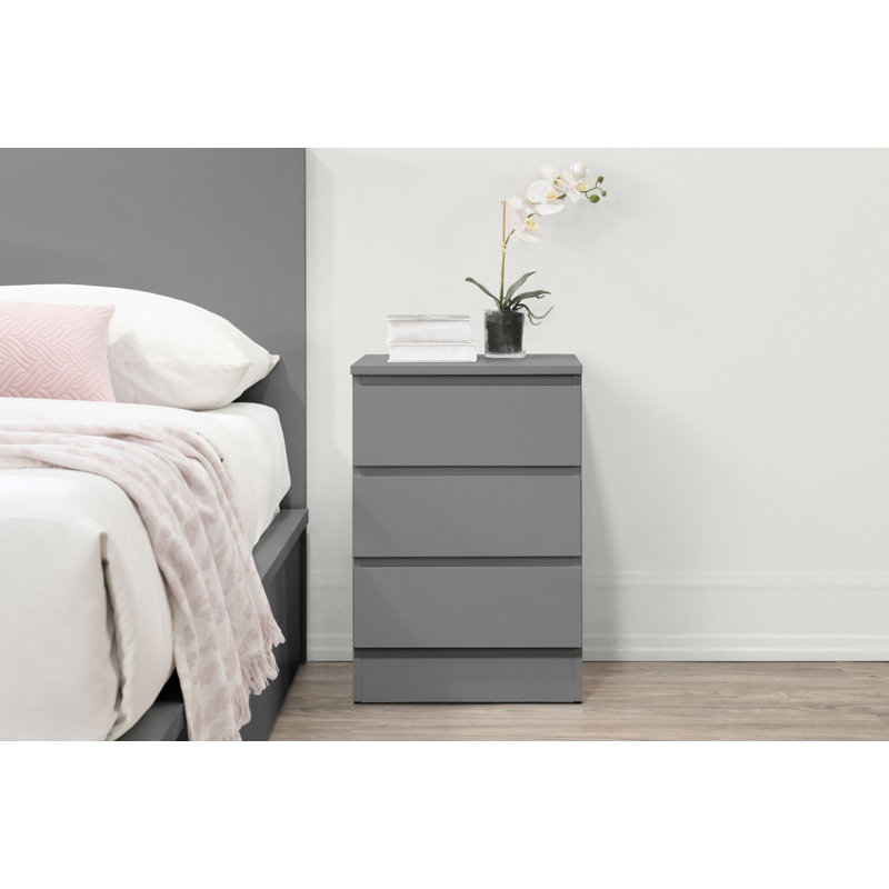 Marqita 3 Drawer Bedside Table, Grey