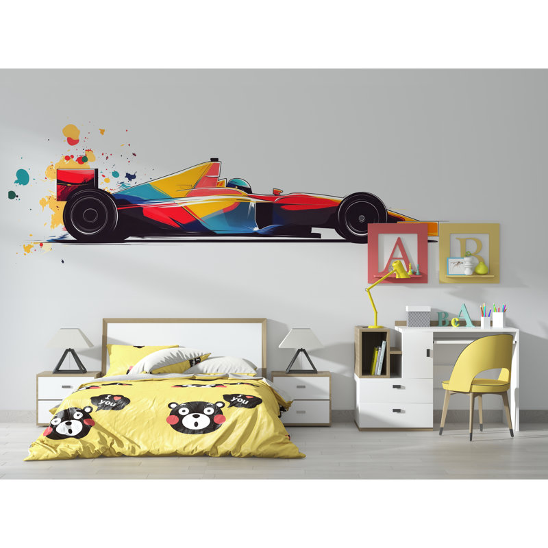 Décoration de voiture de course colorée pour chambre d’enfant moderne 269Mv, H 16 po x l 9 po