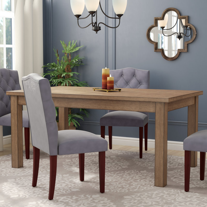 Eshell Pine Solid Wood Top Four Leg Dining Set, Teal