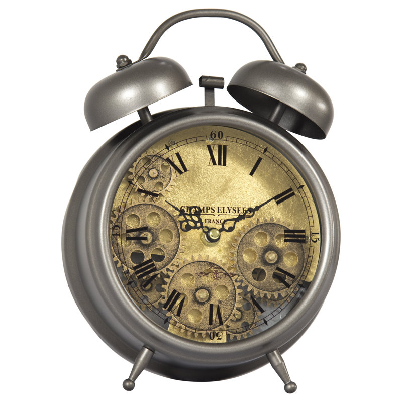 Roman Numeral Metal Quartz Movement / Crystal Tabletop Clock, Gunpowder