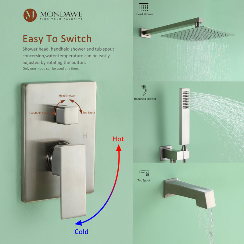 Calder Complete Shower System with Rough in-Valve, Brush Nickel