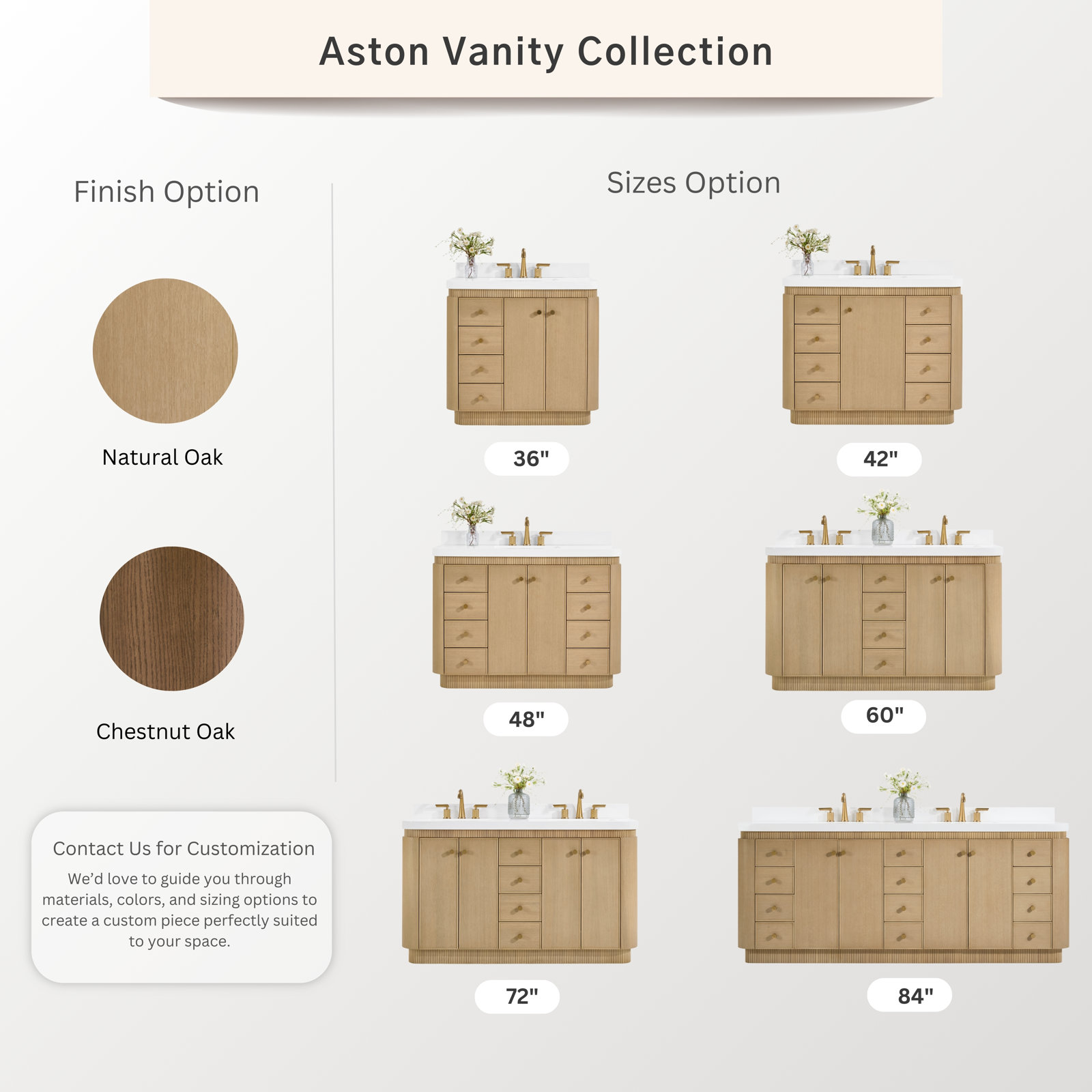 Aston Oak Single Bathroom Vanity, 48 inch, Natural Oak