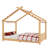 Full Size Kids House Floor Bed with Solid Wood Frame, Playhouse Design, Support Slats, No Box Spring, Natural-268421724-268421720