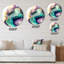 «Green Green Abstract Geode», art mural rond en marbre abstrait sur métal-88599534