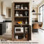 Armoire de rangement sur pied 81,50 "avec armoire de rangement autoportante avec station de charge intégrée et tablettes ouvertes pour la salle à manger, le vestibule, la salle de bain et le salon