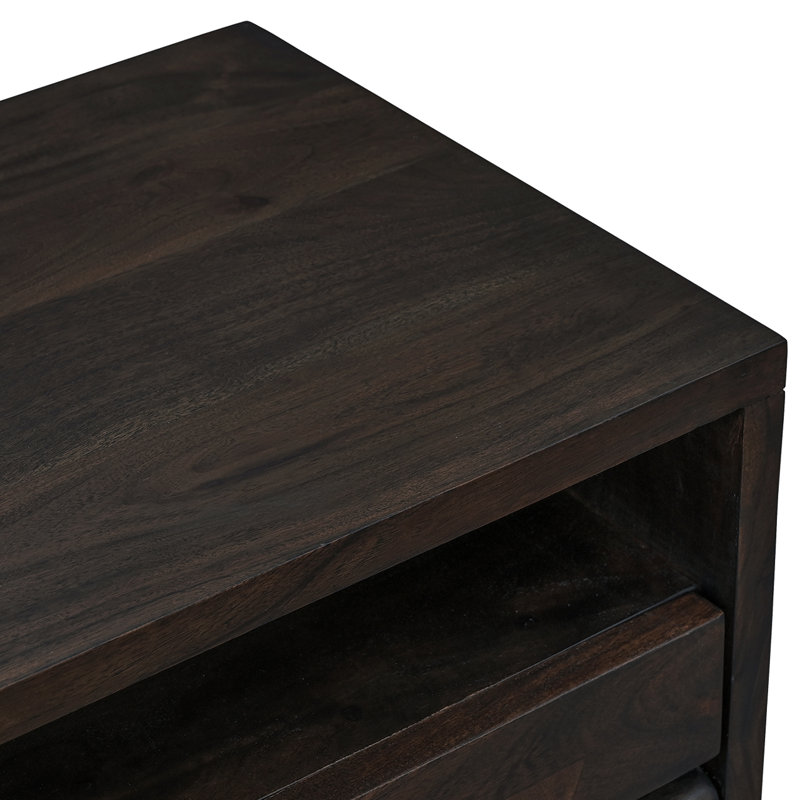 Madagascar 1 - Drawer Solid Wood Nightstand, Dark Brown