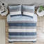 Ensemble d'édredon à rayures avec draps bleu / gris-117515349