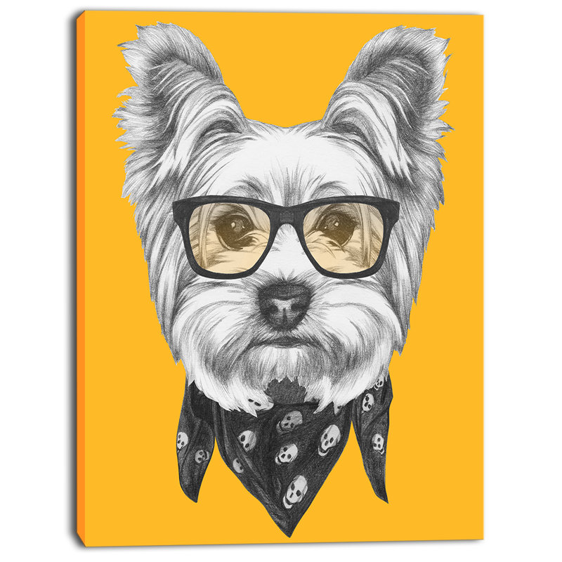 " Funny Terrier Dog With Glasses " by Designart, 20" H x 12" W x 1" D