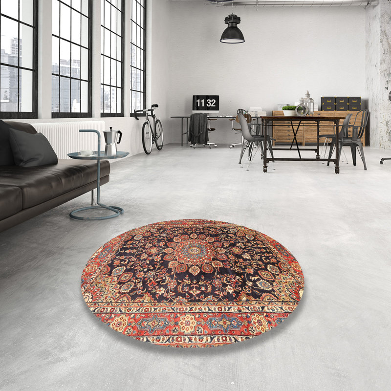Tapis décoratif inclinable oriental noir/beige Tilly-Mae, Rond 6 pi