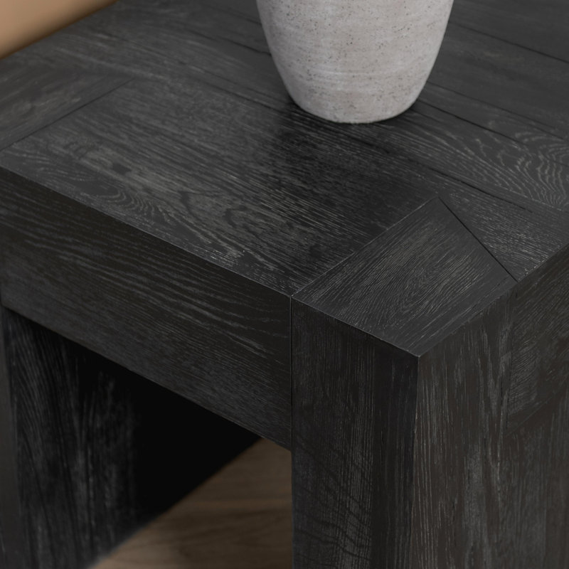 Meadow Black Solid Oak Rectangular End Table